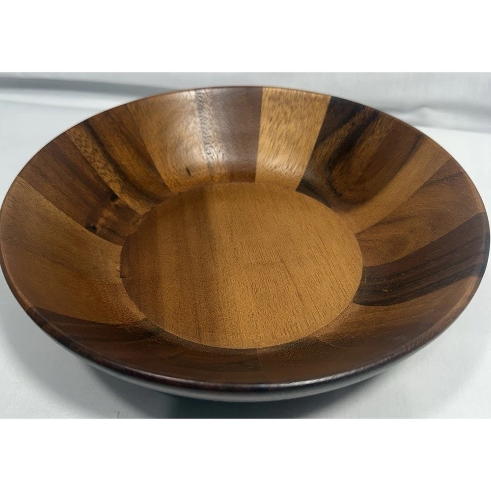 Nambe Skye Salad Bowl Wood Individual Acacia Wood 9"D‎ x 2"H NEW - Picture 2 of 6